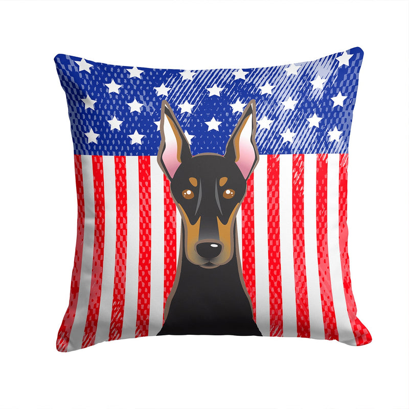 American Flag and Doberman Throw Pillow - 14x14 Decorative Pillow – Art for Your Home & Patio BB2175PW1414