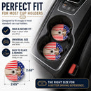 American Flag and Wire Haired Fox Terrier Set of 2 Cup Holder Car Coasters Absorbent Round Sandstone Coasters Gifts for Men or Women, 2.5, Multicolor