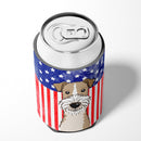American Flag and Wire Haired Fox Terrier Can or Bottle Hugger BB2177CC