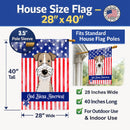 American Flag and Wire Haired Fox Terrier House Flag 28x40 Porch Sleeve Pole Decorative Outside Yard Banner Artwork Wall Hanging, Polyester