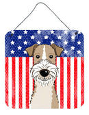 American Flag and Wire Haired Fox Terrier Wall or Door Hanging Prints BB2177DS66