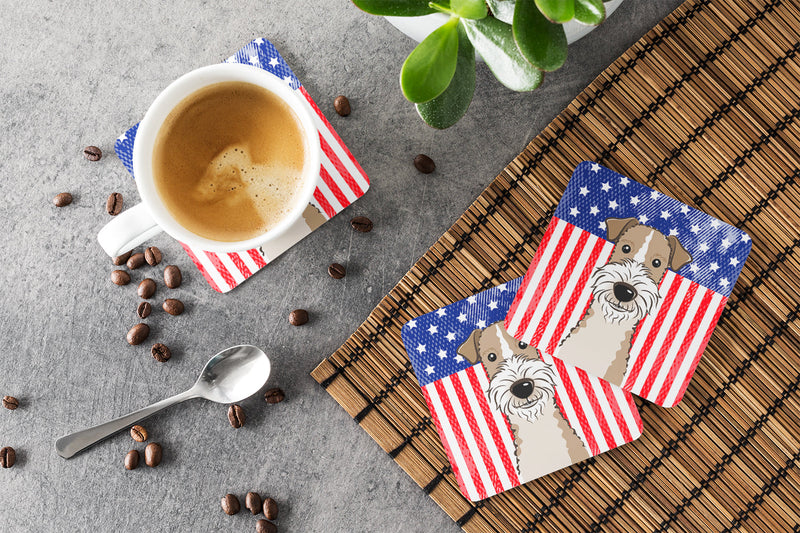American Flag and Wire Haired Fox Terrier Foam Coaster