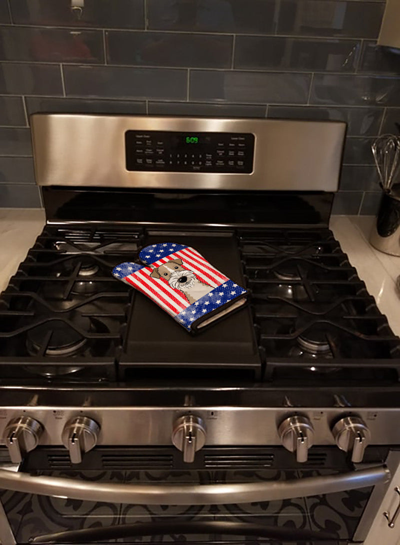 American Flag and Wire Haired Fox Terrier Oven Mitt BB2177OVMT