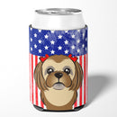 American Flag and Chocolate Brown Shih Tzu Can or Bottle Hugger BB2179CC