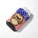 American Flag and Chocolate Brown Shih Tzu Can or Bottle Hugger BB2179CC