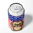 American Flag and Chocolate Brown Shih Tzu Can or Bottle Hugger BB2179CC