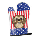 American Flag and Chocolate Brown Shih Tzu Oven Mitt BB2179OVMT