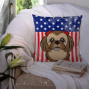 American Flag and Chocolate Brown Shih Tzu Throw Pillow - 14x14 Decorative Pillow – Art for Your Home & Patio BB2179PW1414