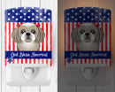 American Flag and Gray Silver Shih Tzu Ceramic Night Light BB2180CNL