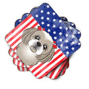 American Flag and Gray Silver Shih Tzu Foam Coaster