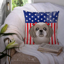American Flag and Gray Silver Shih Tzu Throw Pillow - 14x14 Decorative Pillow – Art for Your Home & Patio BB2180PW1414