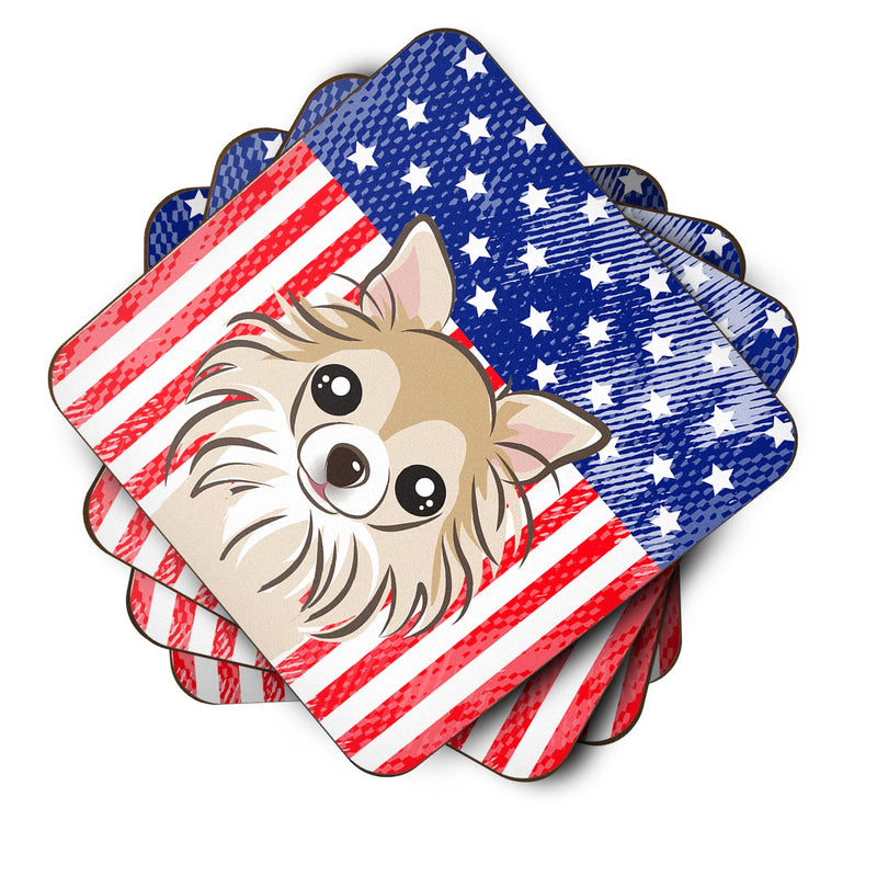 American Flag and Chihuahua Foam Coaster