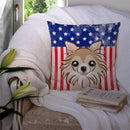 American Flag and Chihuahua Throw Pillow - 14x14 Decorative Pillow – Art for Your Home & Patio BB2181PW1414