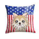 American Flag and Chihuahua Throw Pillow - 14x14 Decorative Pillow – Art for Your Home & Patio BB2181PW1414
