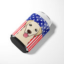 American Flag and Golden Retriever Can or Bottle Hugger BB2182CC