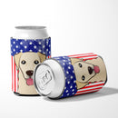 American Flag and Golden Retriever Can or Bottle Hugger BB2182CC