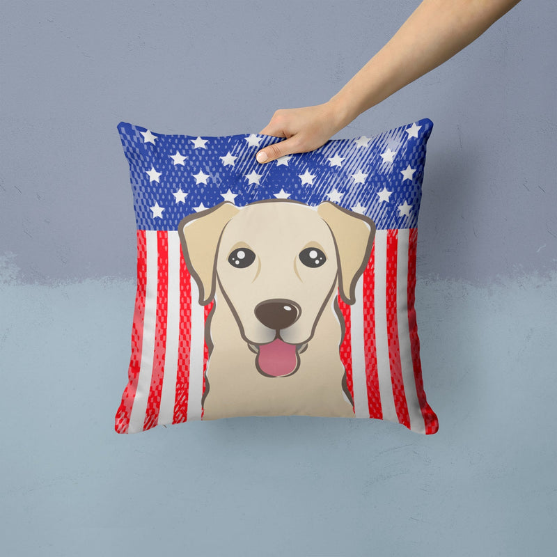 American Flag and Golden Retriever Throw Pillow - 14x14 Decorative Pillow – Art for Your Home & Patio BB2182PW1414