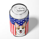 American Flag and Sable Corgi Can or Bottle Hugger BB2183CC