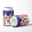 American Flag and Sable Corgi Can or Bottle Hugger BB2183CC