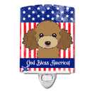 American Flag and Chocolate Brown Poodle Ceramic Night Light BB2186CNL