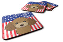 American Flag and Chocolate Brown Poodle Foam Coaster