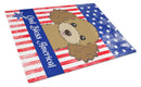 American Flag and Chocolate Brown Poodle Cutting Board Tempered Glass Kitchen Cutting Surface, Heat Resistant Chopping, Non-Slip Feet, Food Prep & Serving