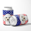 American Flag and White Poodle Can or Bottle Hugger BB2187CC
