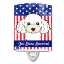 American Flag and White Poodle Ceramic Night Light BB2187CNL
