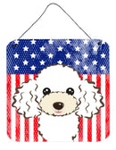 American Flag and White Poodle Wall or Door Hanging Prints BB2187DS66