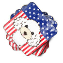 American Flag and White Poodle Foam Coaster