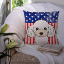 American Flag and White Poodle Throw Pillow - 14x14 Decorative Pillow – Art for Your Home & Patio BB2187PW1414