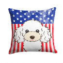 American Flag and White Poodle Throw Pillow - 14x14 Decorative Pillow – Art for Your Home & Patio BB2187PW1414