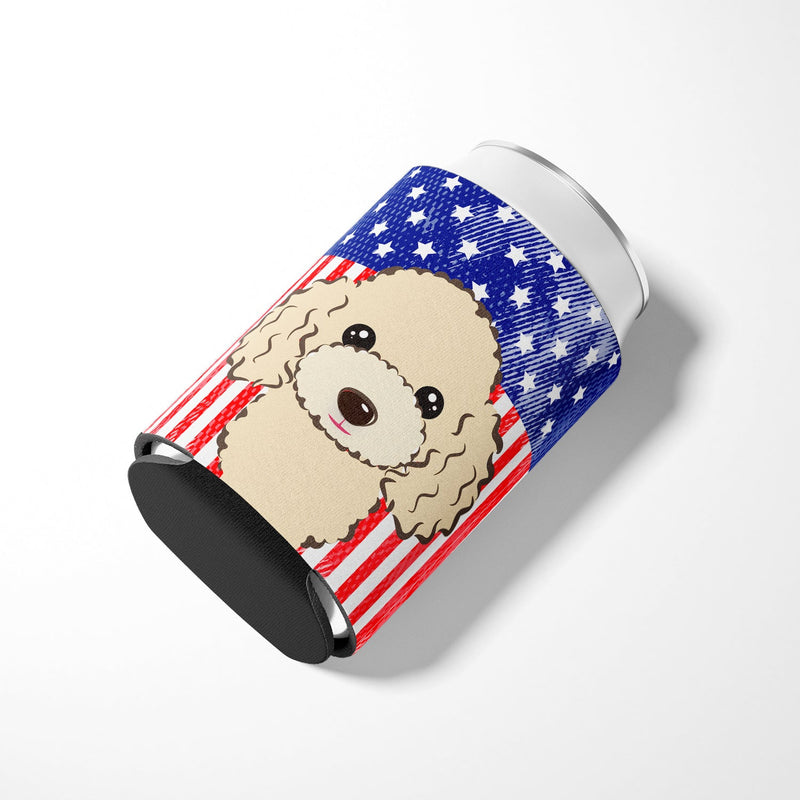 American Flag and Buff Poodle Can or Bottle Hugger BB2188CC