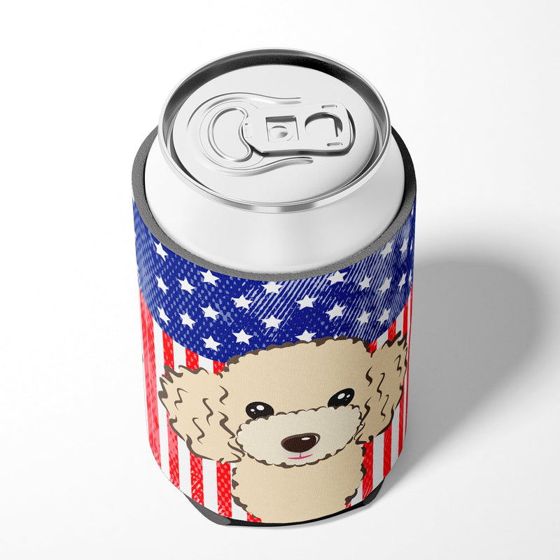 American Flag and Buff Poodle Can or Bottle Hugger BB2188CC