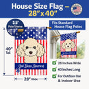 American Flag and Buff Poodle House Flag 28x40 Porch Sleeve Pole Decorative Outside Yard Banner Artwork Wall Hanging, Polyester