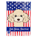 American Flag and Buff Poodle House Flag 28x40 Porch Sleeve Pole Decorative Outside Yard Banner Artwork Wall Hanging, Polyester