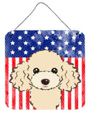 American Flag and Buff Poodle Wall or Door Hanging Prints BB2188DS66