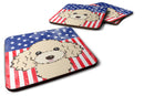 American Flag and Buff Poodle Foam Coaster