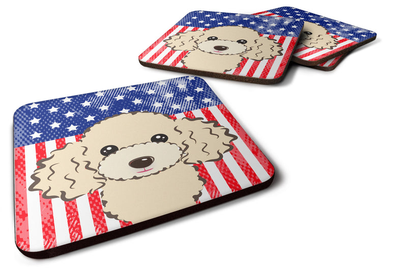 American Flag and Buff Poodle Foam Coaster