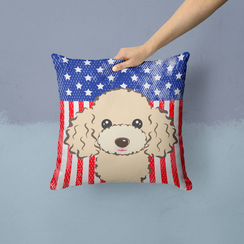 American Flag and Buff Poodle Throw Pillow - 14x14 Decorative Pillow – Art for Your Home & Patio BB2188PW1414
