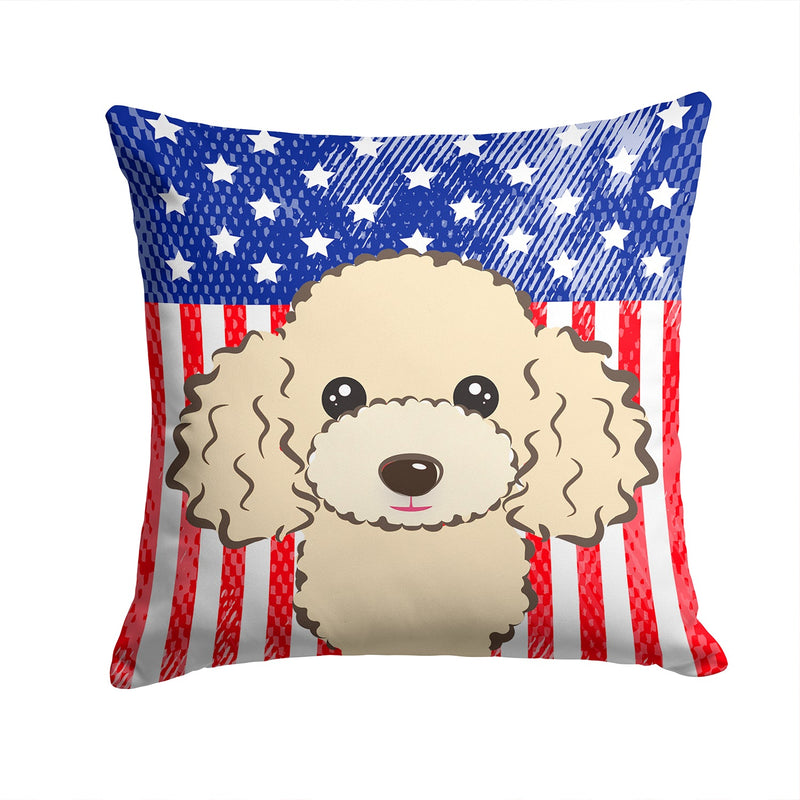 American Flag and Buff Poodle Throw Pillow - 14x14 Decorative Pillow – Art for Your Home & Patio BB2188PW1414