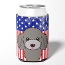 American Flag and Silver Gray Poodle Can or Bottle Hugger BB2189CC