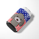 American Flag and Silver Gray Poodle Can or Bottle Hugger BB2189CC