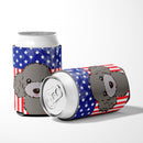 American Flag and Silver Gray Poodle Can or Bottle Hugger BB2189CC