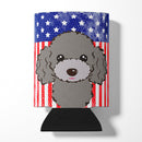 American Flag and Silver Gray Poodle Can or Bottle Hugger BB2189CC