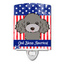 American Flag and Silver Gray Poodle Ceramic Night Light BB2189CNL