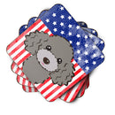 American Flag and Silver Gray Poodle Foam Coaster