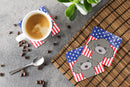 American Flag and Silver Gray Poodle Foam Coaster