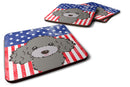 American Flag and Silver Gray Poodle Foam Coaster