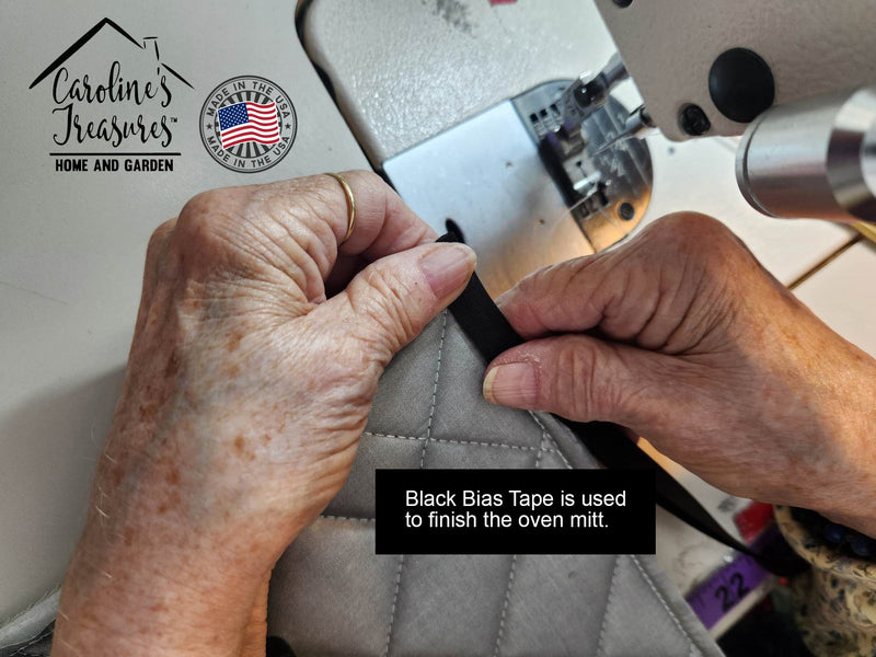 American Flag and Silver Gray Poodle Oven Mitt BB2189OVMT